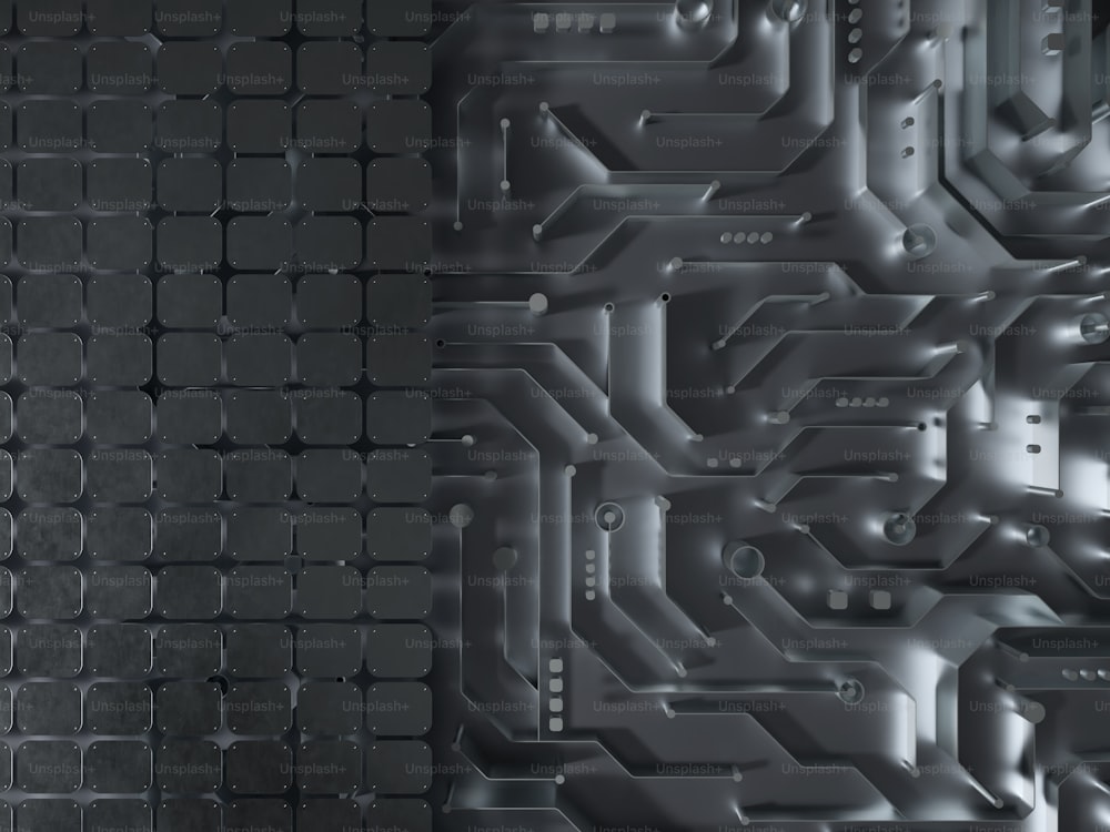 Una foto en blanco y negro de una placa de circuito de computadora