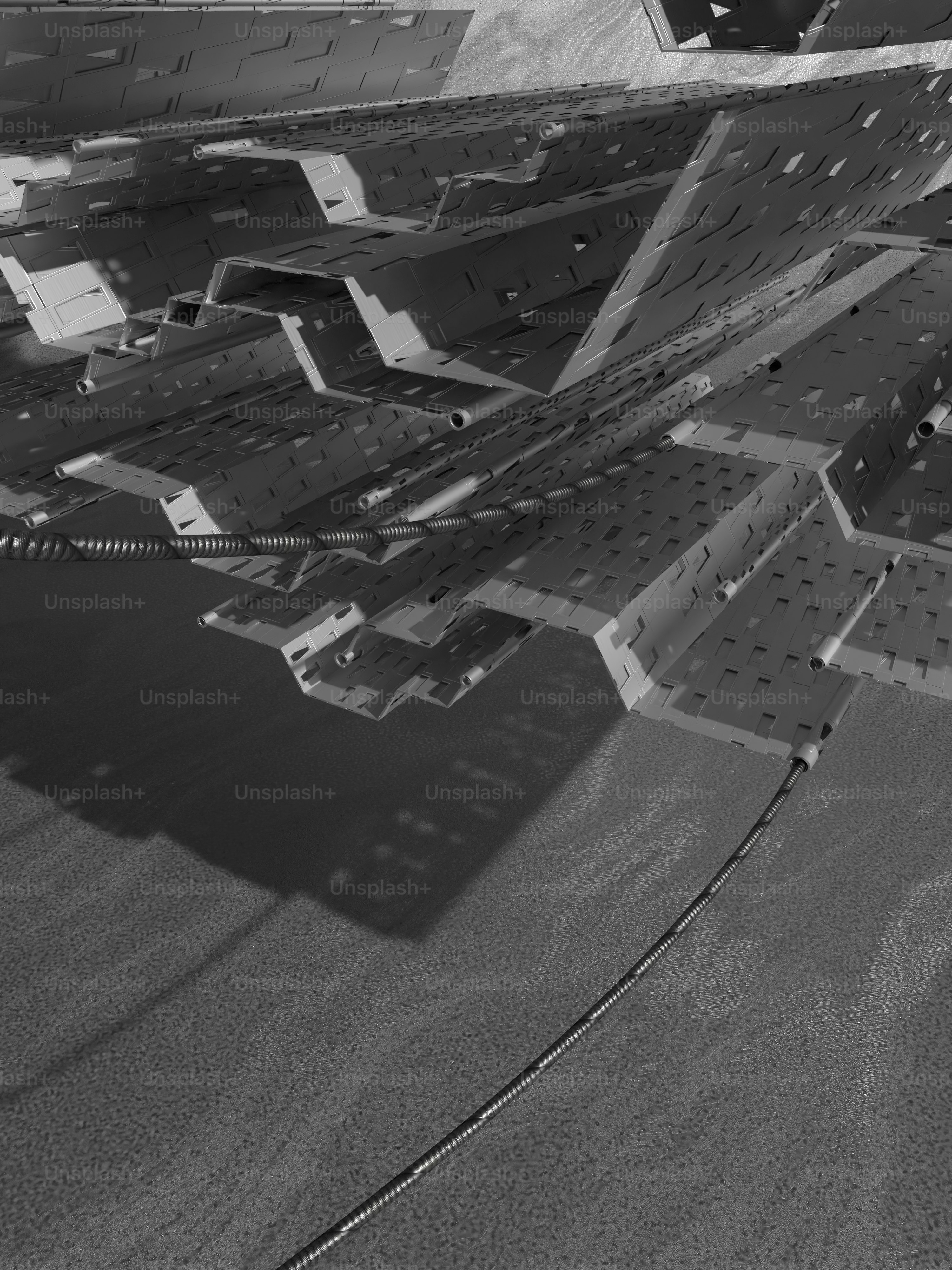 a black and white photo of an airplane wing
