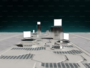 Un'immagine generata al computer di una città futuristica