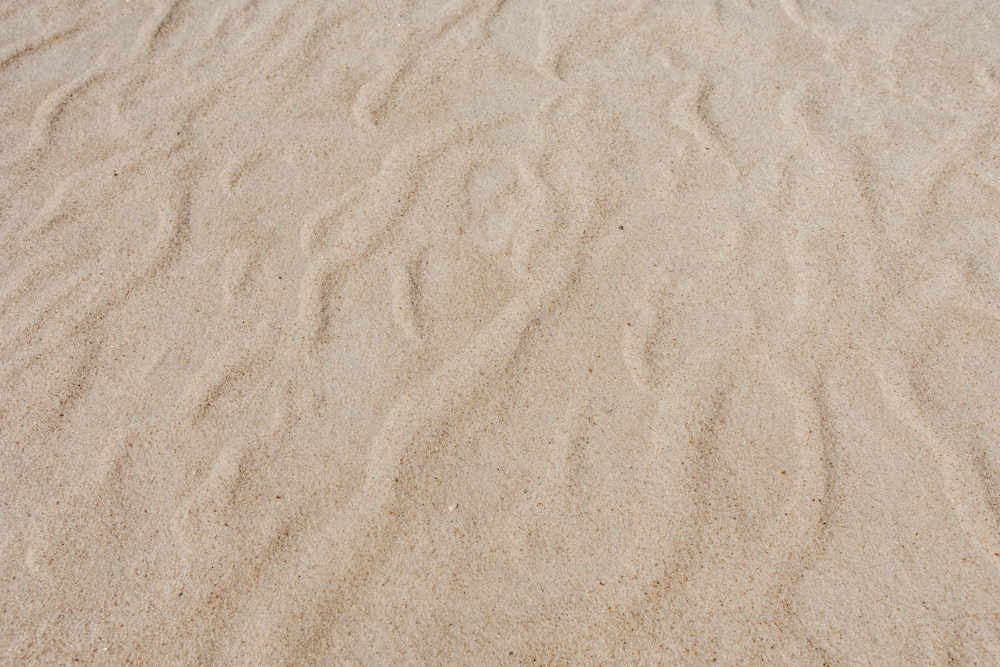 a sandy beach with a few footprints in the sand