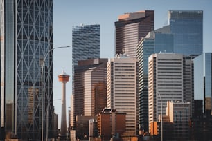 a view of a city with tall buildings