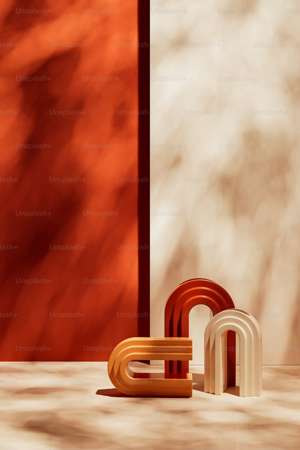 a red and white object sitting on top of a table