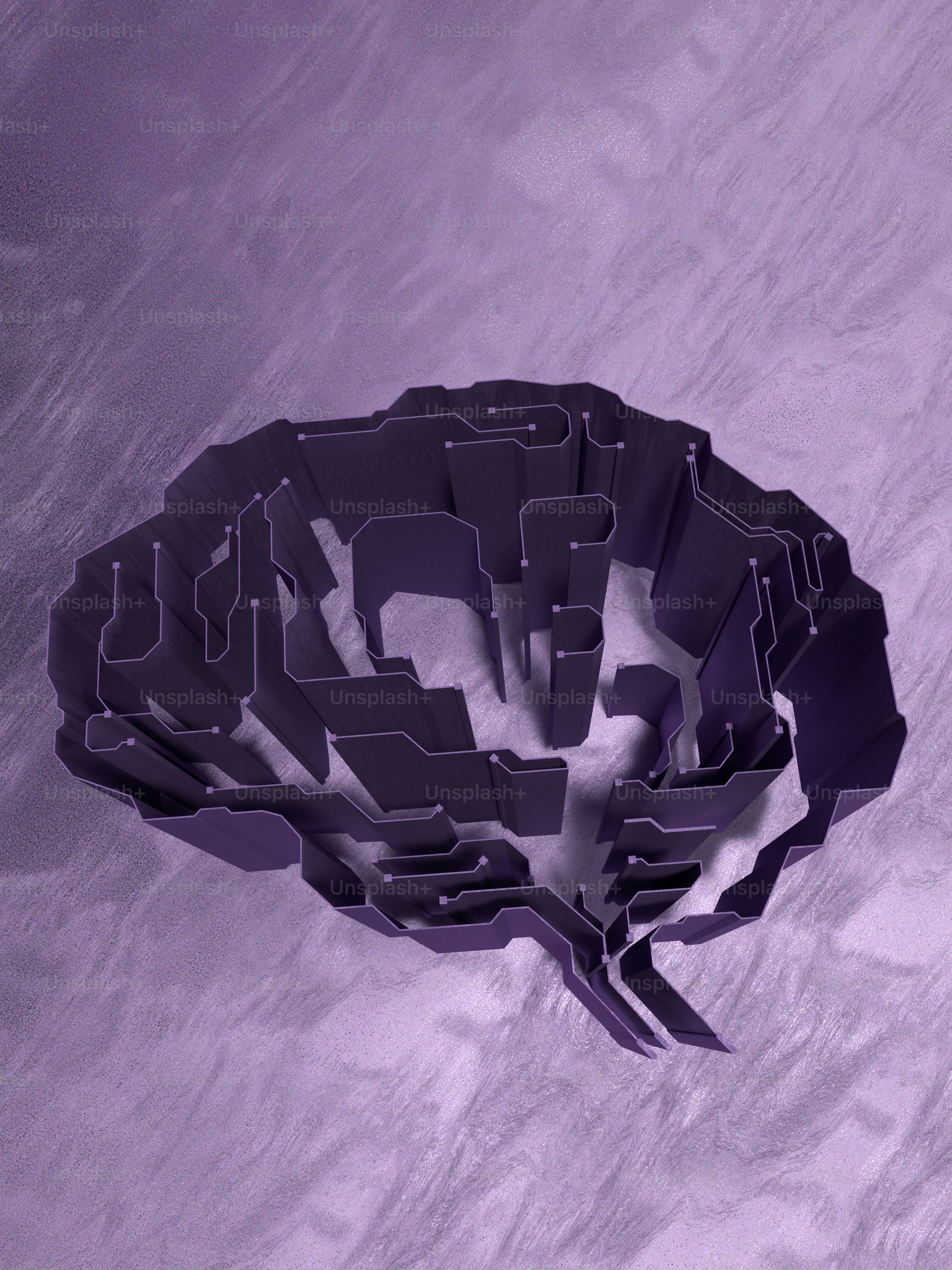 a computer generated image of a brain on a purple background