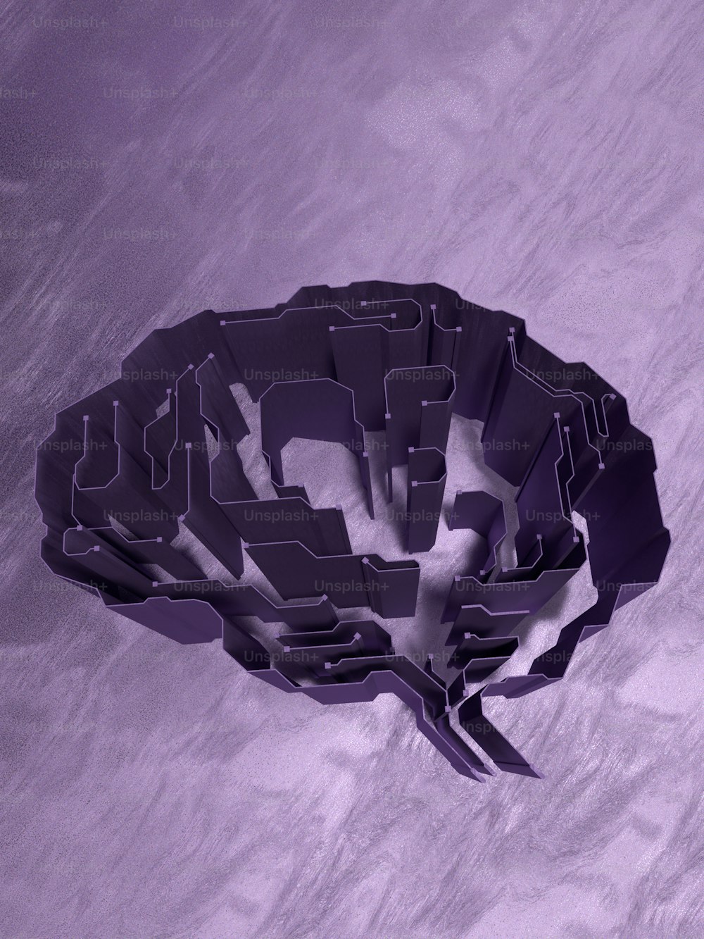 uma imagem gerada por computador de um cérebro em um fundo roxo