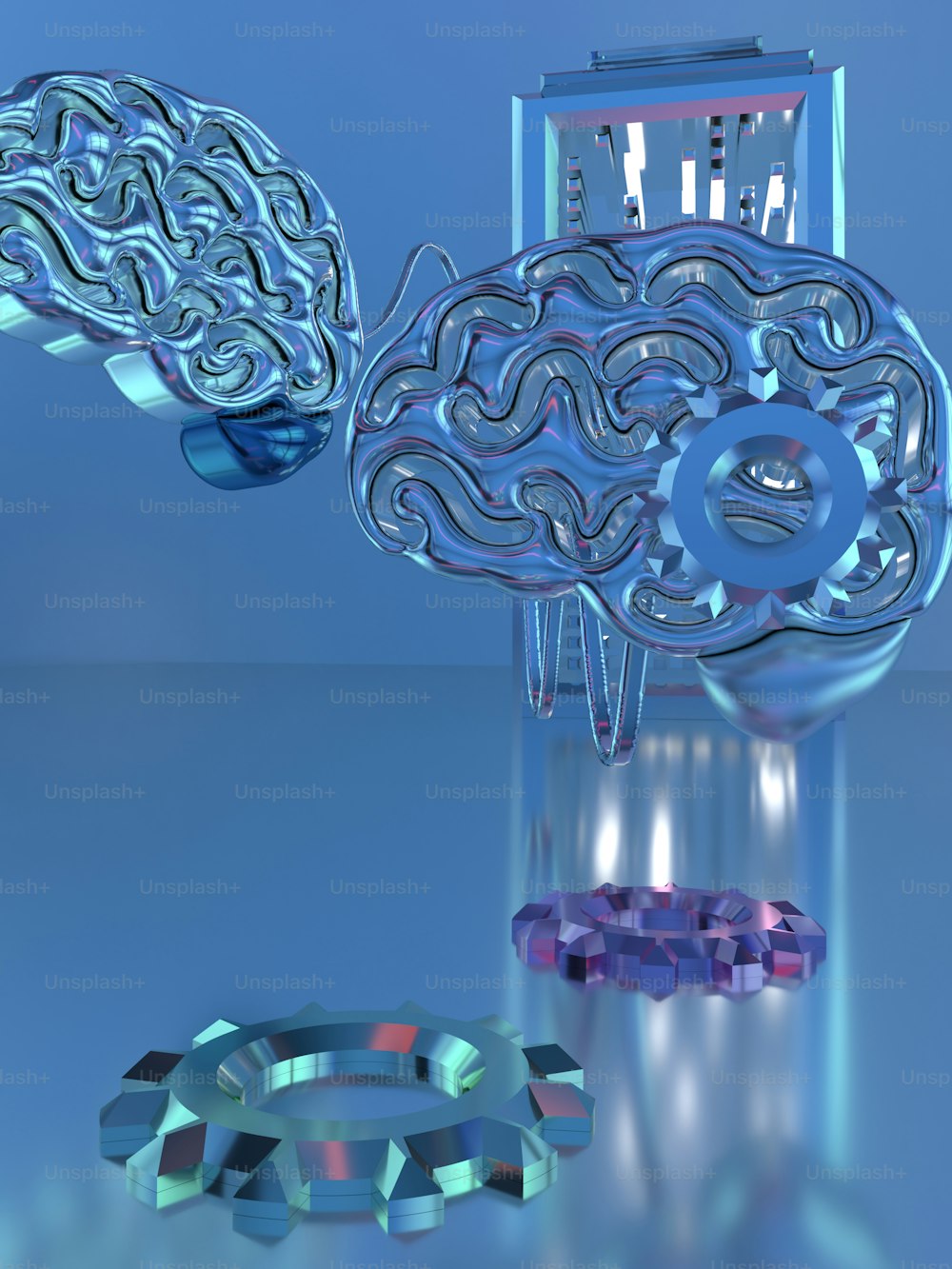 uma imagem gerada por computador de um cérebro e um telefone celular