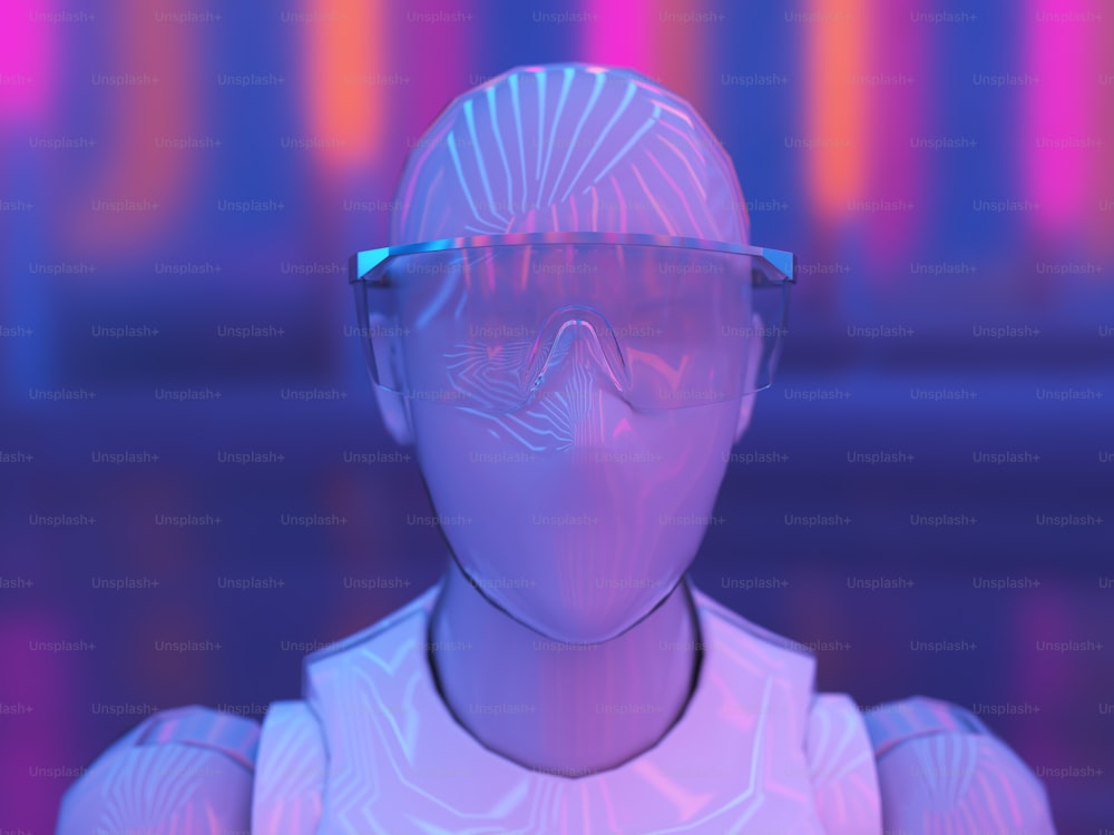 a white mannequin wearing a pair of glasses