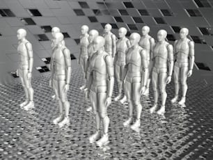 a group of mannequins standing next to each other