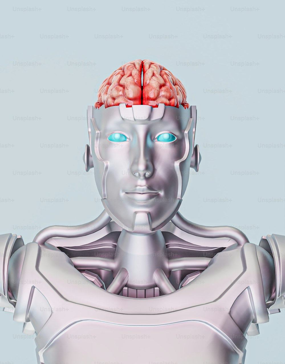 Ein Roboter mit rotem Licht auf dem Kopf