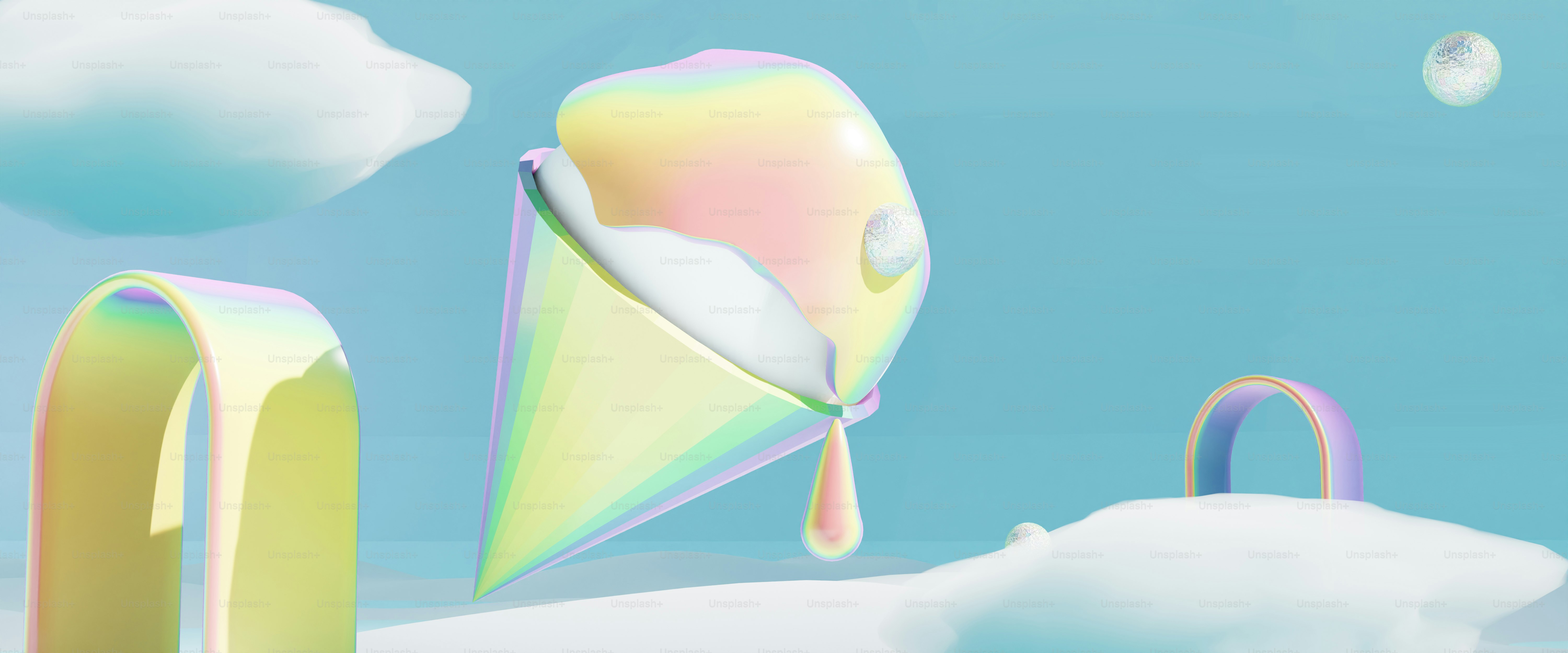 Iridescent Sky - a Rainbow themed collection of 3D illustrations
