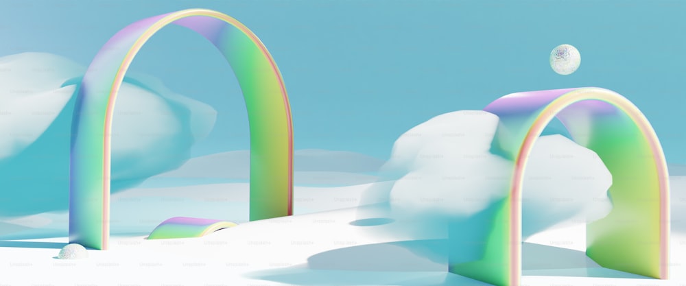 a computer generated image of a rainbow arch