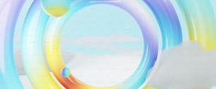 an abstract picture of a rainbow colored circle