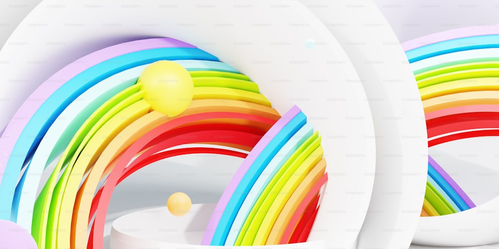 um grupo de pratos e taças coloridas do arco-íris