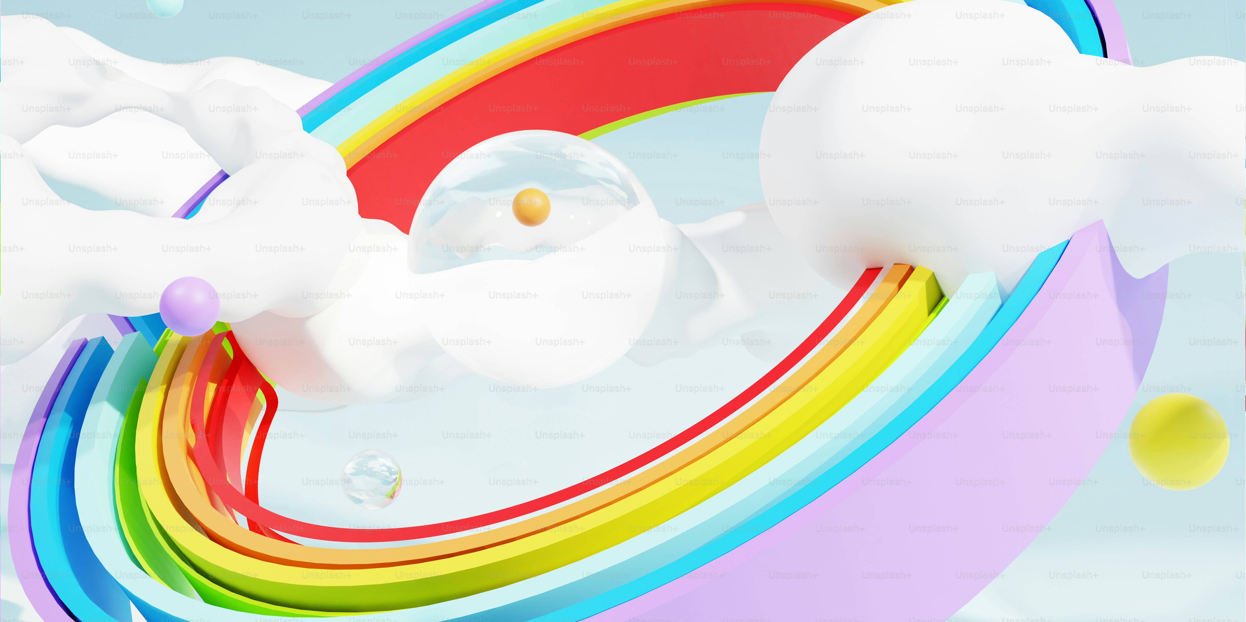 Vivid Rainbow - an energetic and bright Rainbow themed collection of 3D illustrations