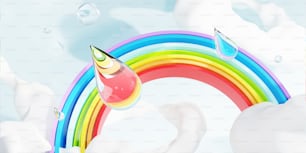 um objeto colorido do arco-íris flutuando no ar