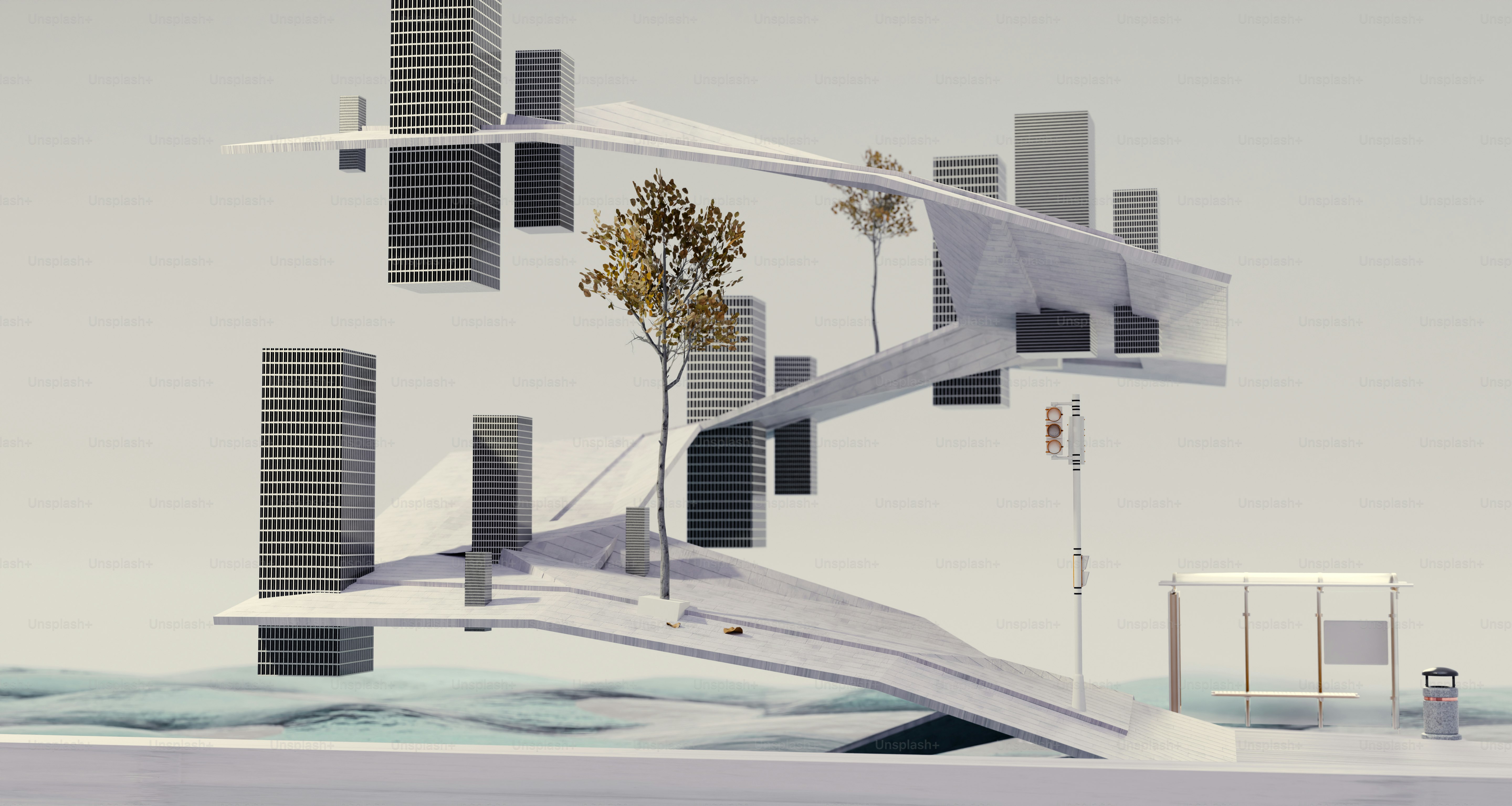 Un'immagine generata al computer di una città futuristica