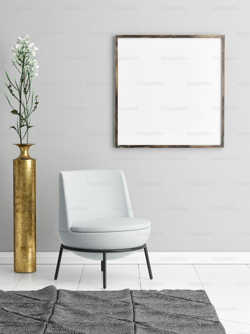 Mock up poster on minimalism hipster background wall, 3d render, 3d illustration