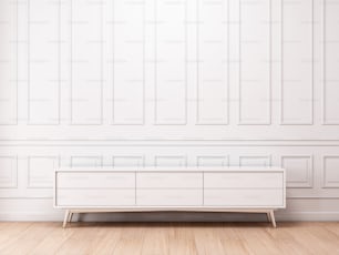 White tv console mockup, 3d rendering