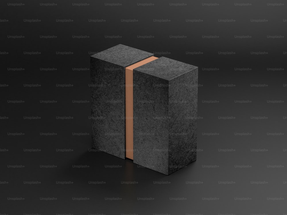 Black Gift sliding Box Mockup with gold inner part in dark studio, 3d rendering