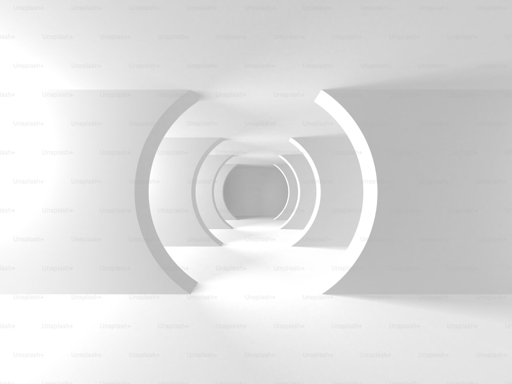 抽象的な現代の白い建築背景。3Dレンダリングイラスト