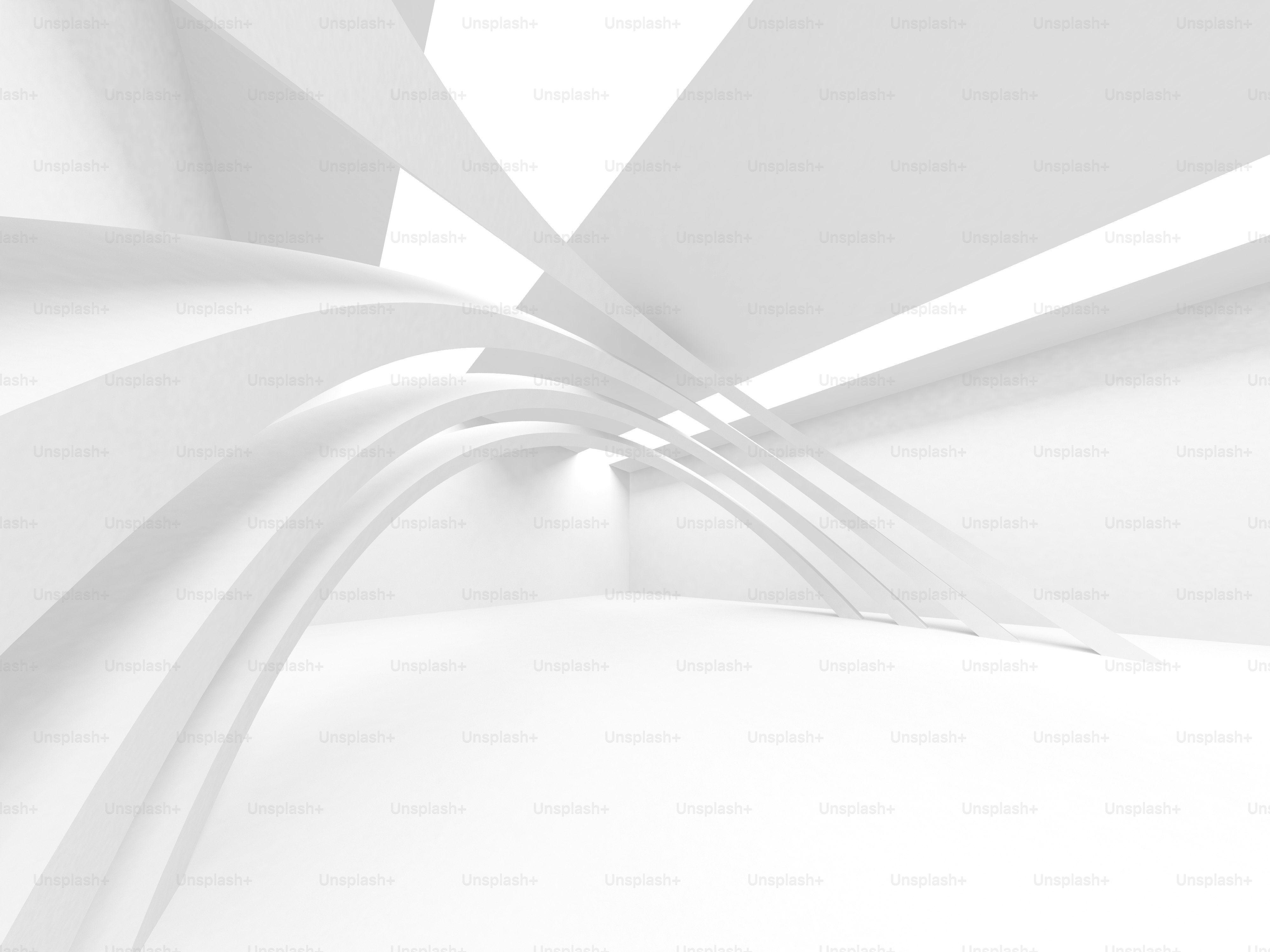 Fundo de design de arquitetura branca futurista. Ilustração de renderização 3d