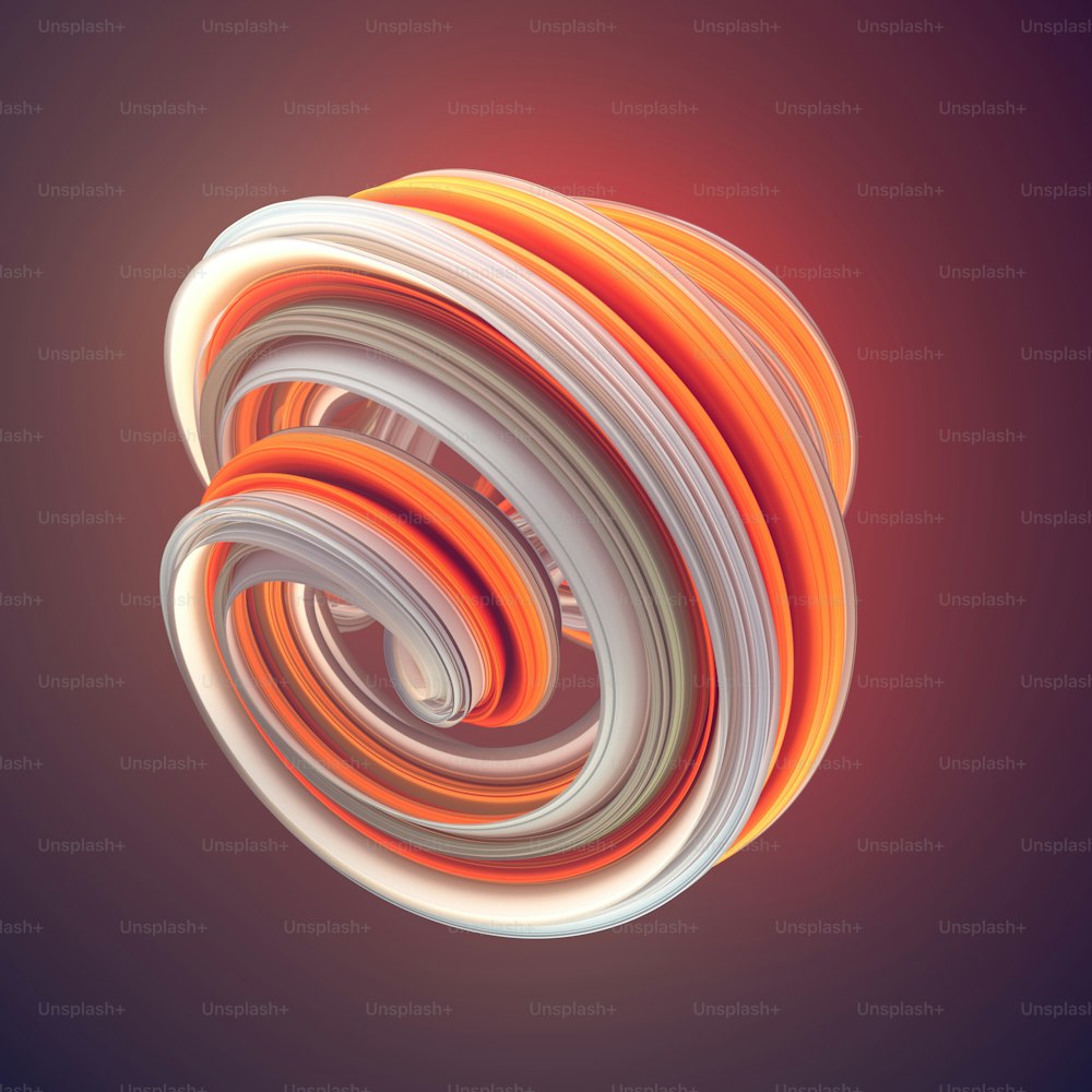 Forme torsadée abstraite orange. Illustration géométrique générée par ordinateur. Rendu 3D