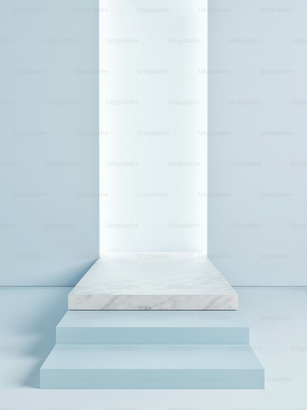 Mock up podium scene, blue background, 3d render 3d illustration