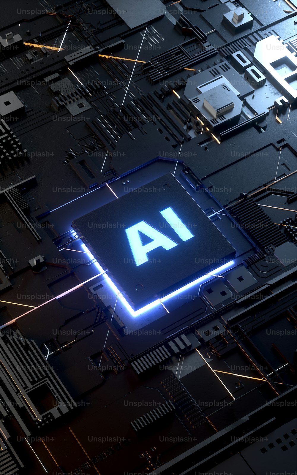 AI, conceito de Inteligência Artificial, renderização 3d, imagem conceitual.