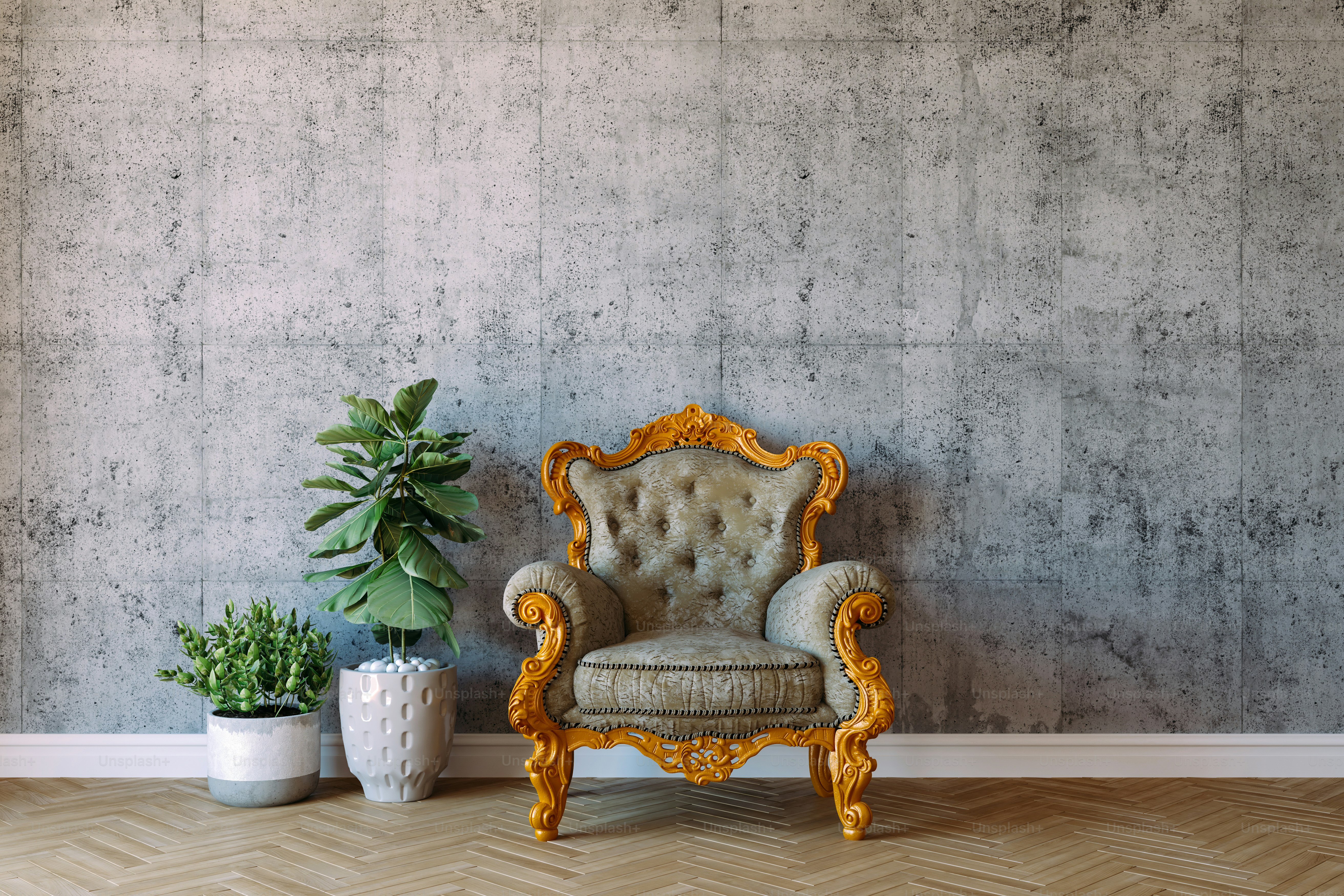 3D-Vintage-Sessel-Innenputz