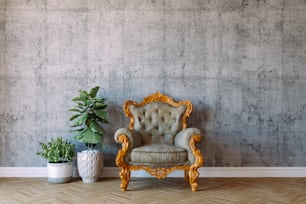 3d vintage arm chair interior render