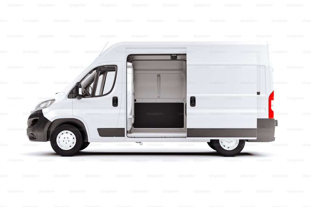 3d render of white van vehicle on white background
