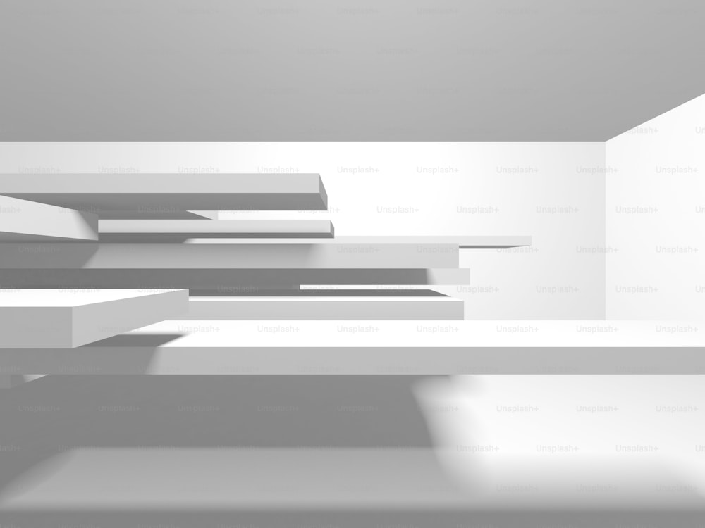 Futuristischer weißer Architektur-Design-Hintergrund. Baukonzept. 3D-Render-Illustration