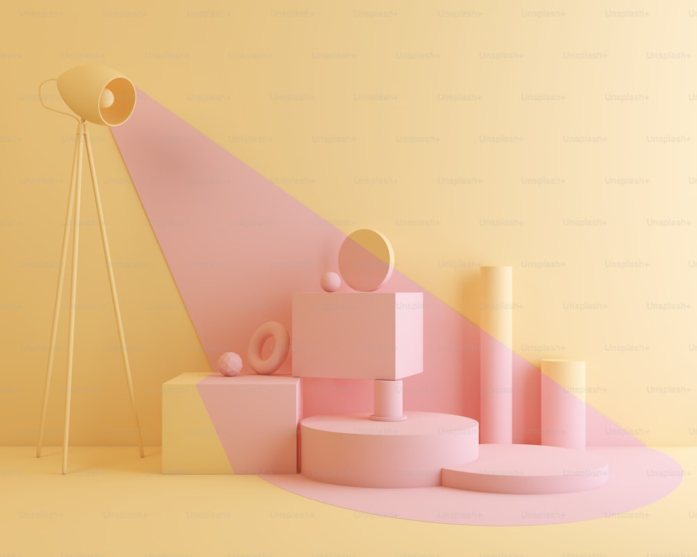 Abstract geometric shape pastel color scene minimal, design for cosmetic or product display podium 3d render.