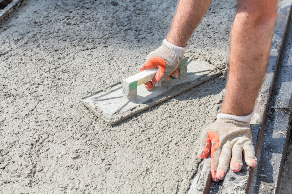 Concrete being poured on construction site