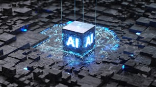 AI, conceito de Inteligência Artificial, renderização 3d, imagem conceitual.