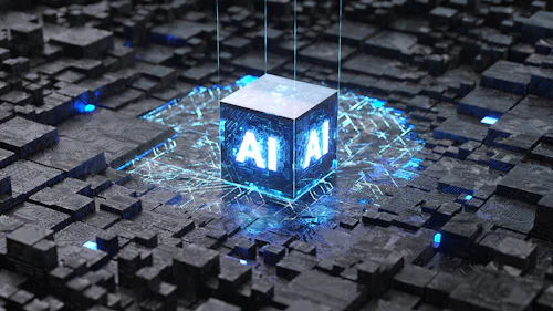 Abstract representation of interconnected AI neural networks
