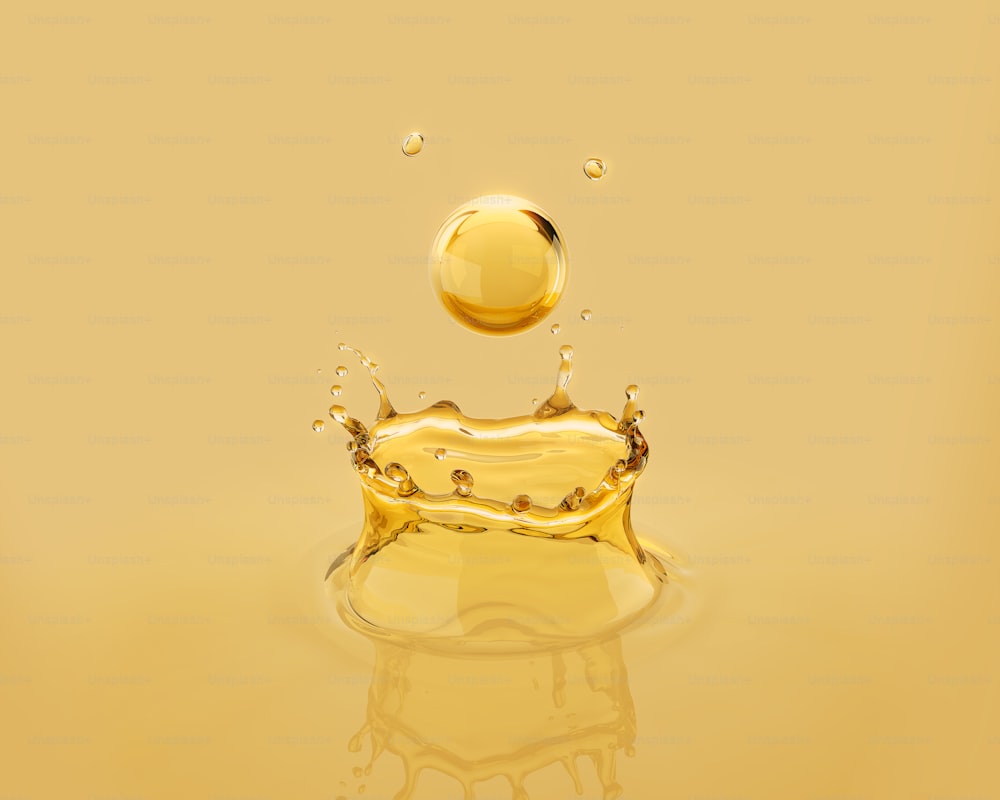 Cosmético óleo dourado ou fundo líquido de soro, ilustração 3d.