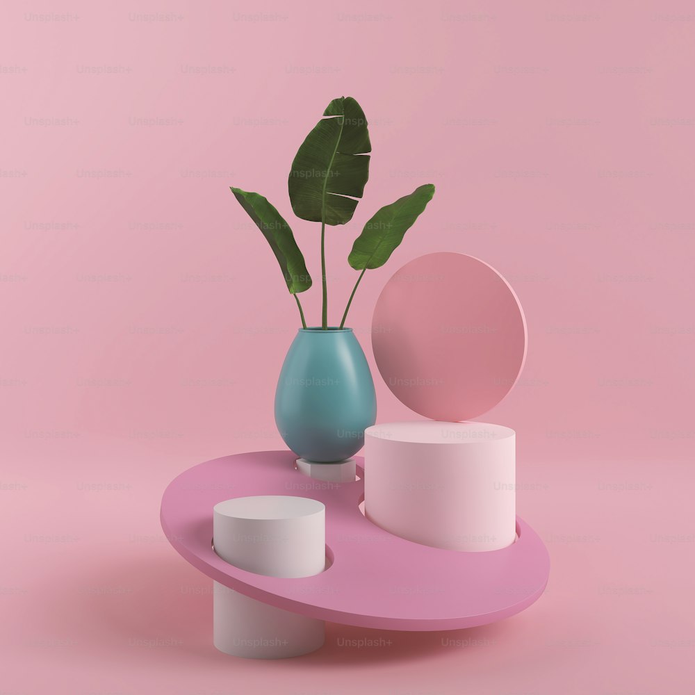 fundo abstrato da forma geométrica da cor rosa, maquete minimalista moderna para exibição ou vitrine do pódio, renderização 3d