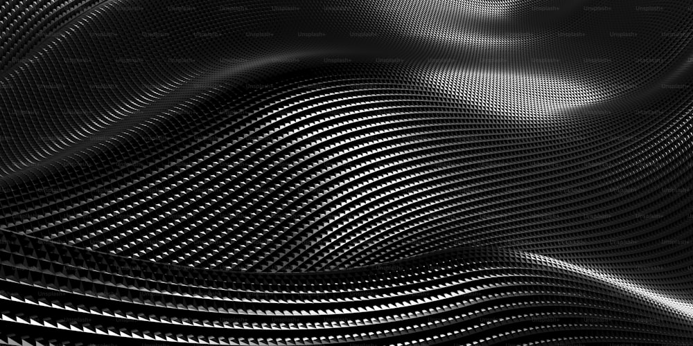金属的な抽象的な波状の液体の背景。3Dレンダリングイラスト