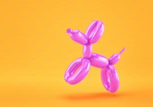 Purple balloon dog on orange background. 3D rendering