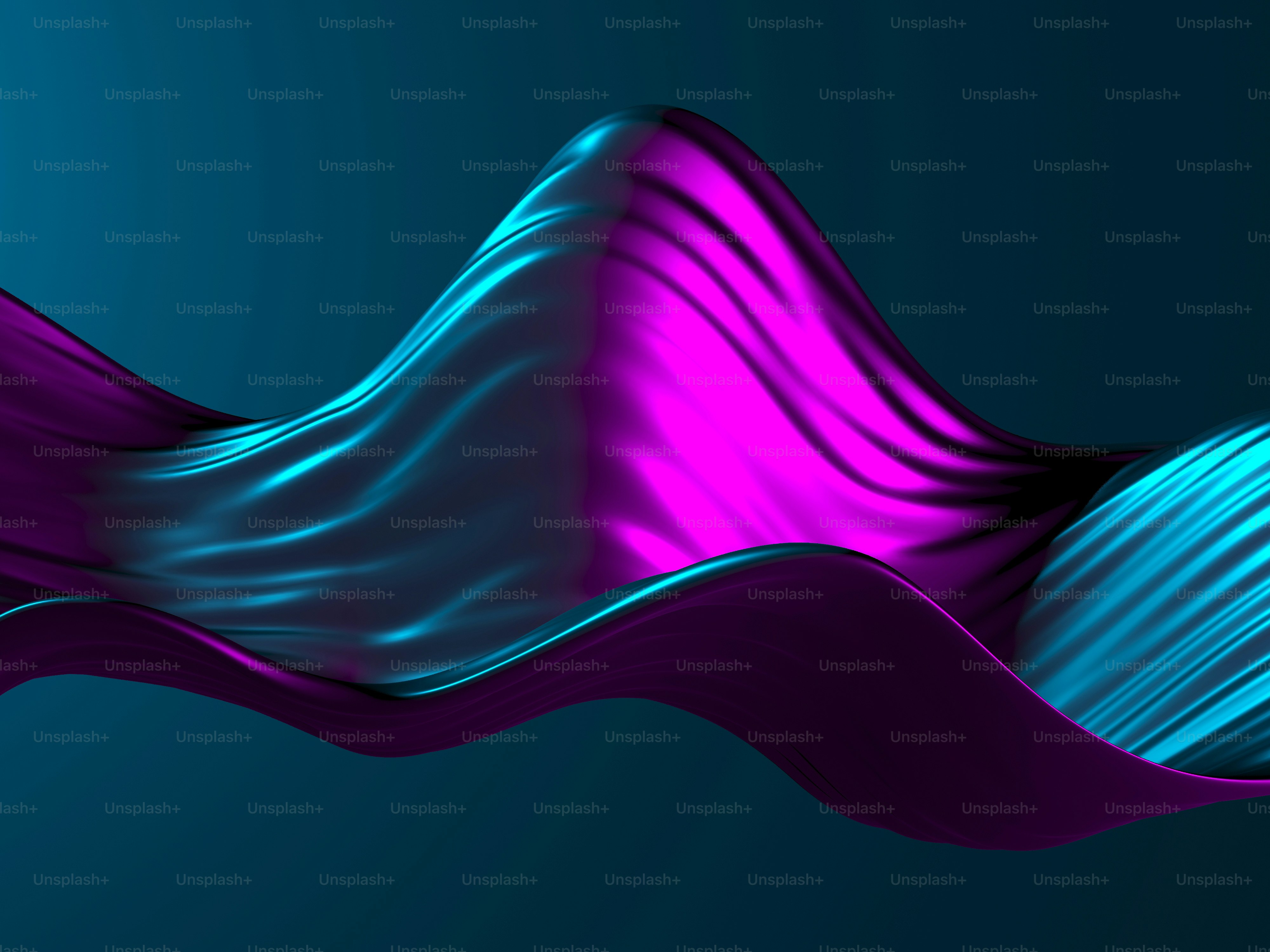 Fundo ondulado metálico líquido colorido. Ilustração de renderização 3D
