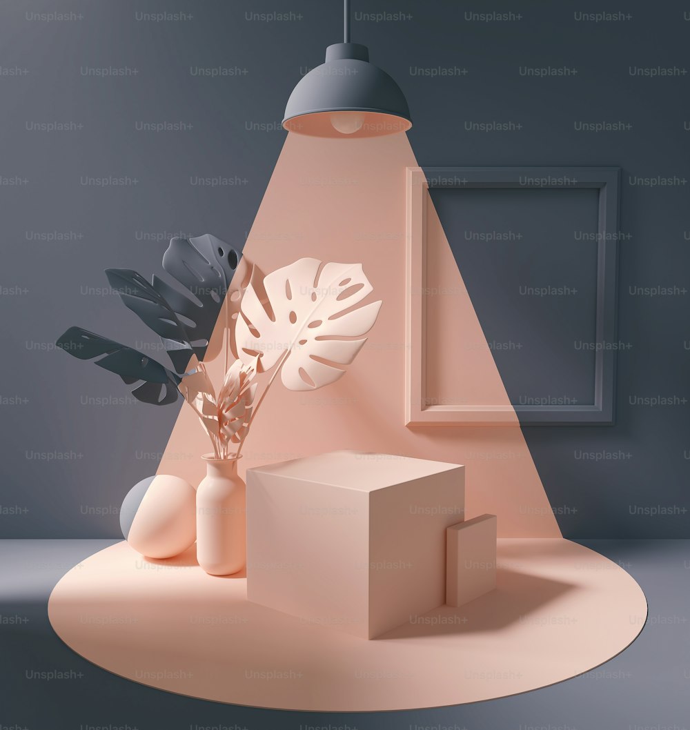 Abstrakter Hintergrund für Produktpräsentation, Podiumsanzeige, minimale Pastell-3D-Szene, 3D-Rendering.