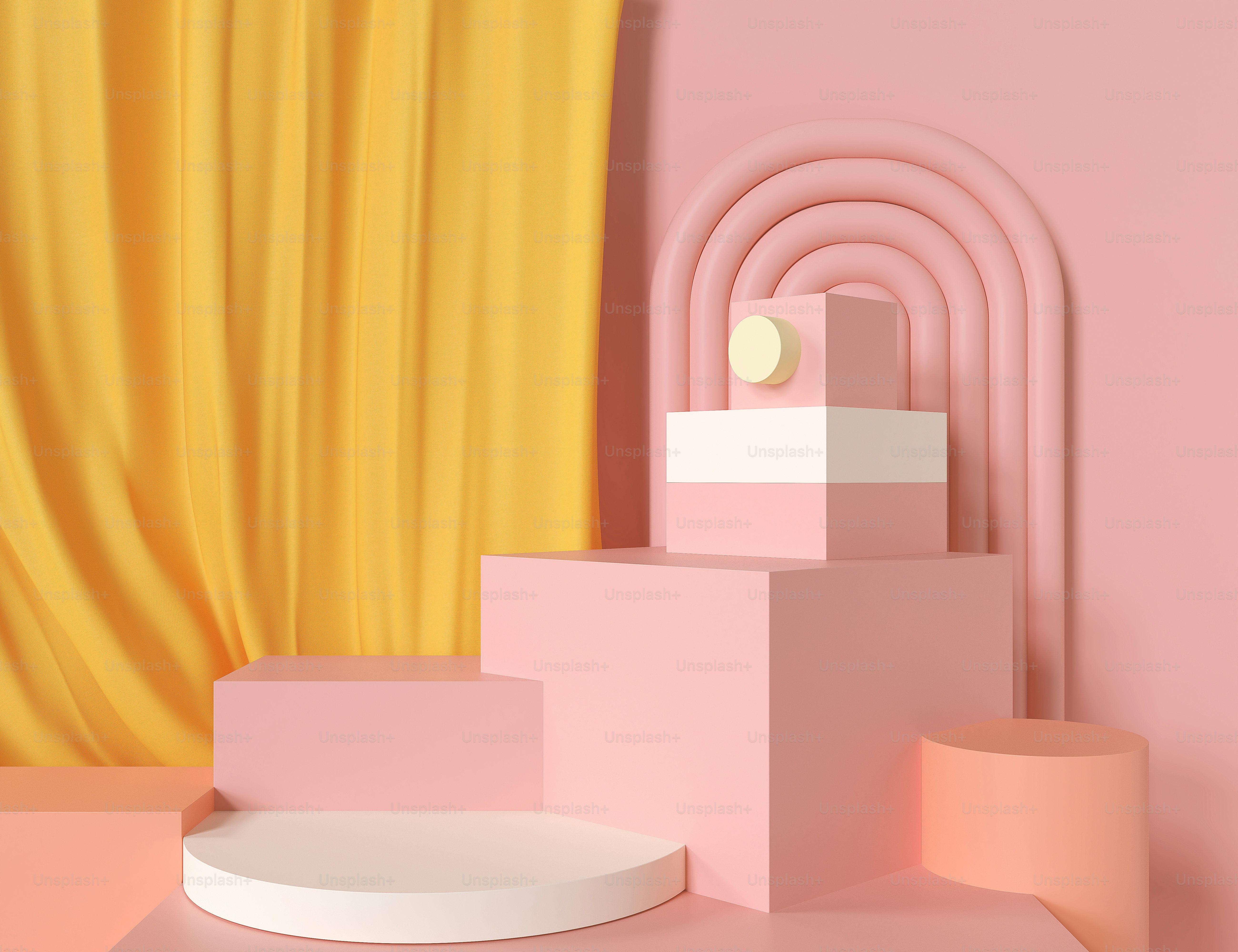 Maqueta abstracta de color pastel Escena, fondo de podio de forma geométrica rosa, renderizado 3D.