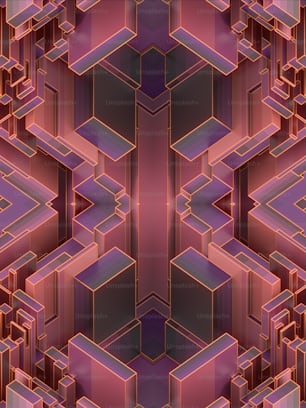 Fantasy abstract digital illustration with 3d rendering impossible architecture shapes. Surreal kaleidoscopic design element. Geometrical multi colored composition