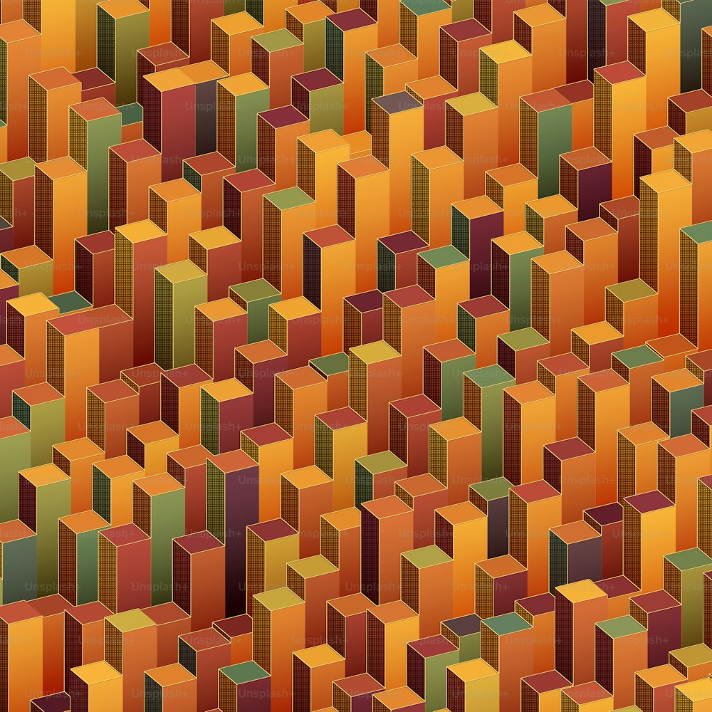 Modern colored cubes pattern 3d rendering digital illustration, great design for any purposes. Simple graphic background. Abstract three dimensional art
