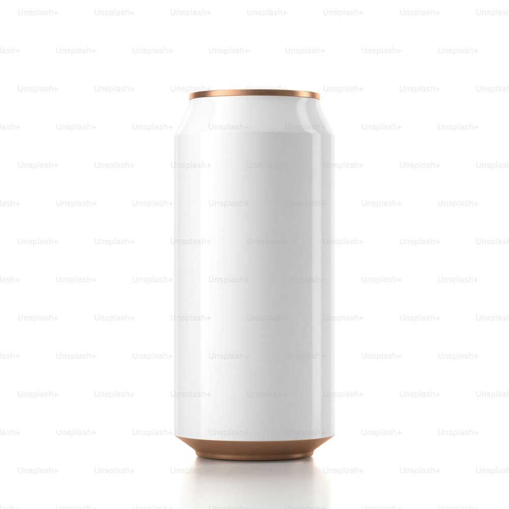 White with Gold Can Mockup. 3d rendering