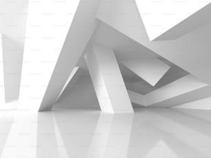 幾何学的な白い建築モダンなデザインの背景。3Dレンダリングイラスト