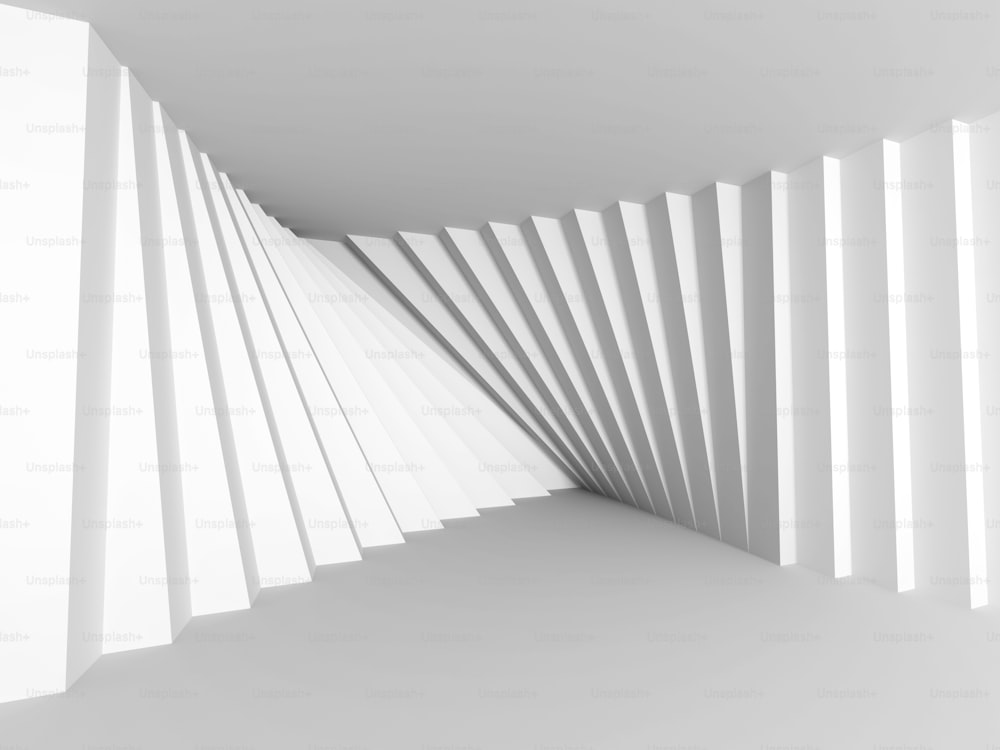 Progettazione di architetture di pattern geometrici. Sfondo bianco astratto. Illustrazione di rendering 3D