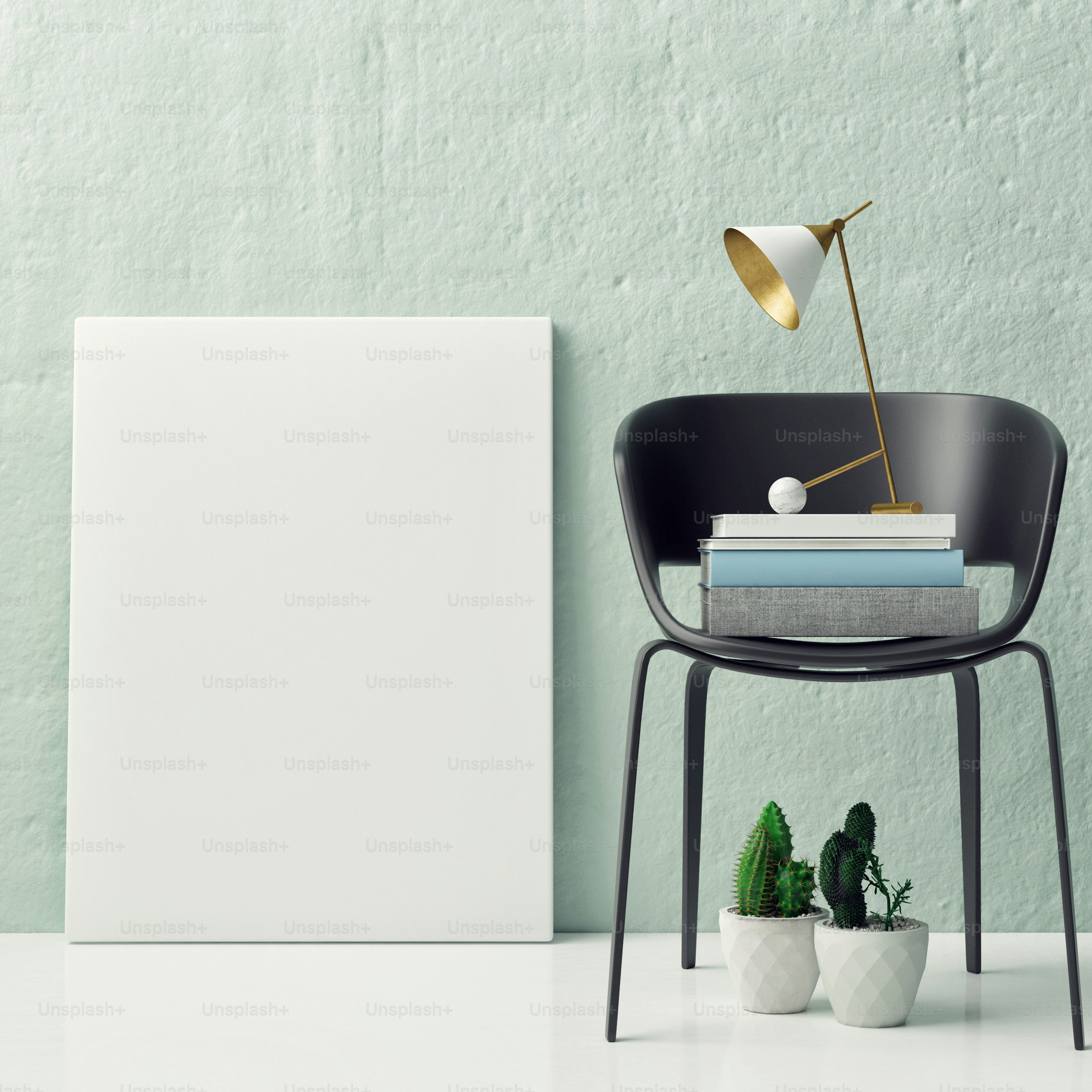 Close up hipster corner, mock up poster, 3d illustration