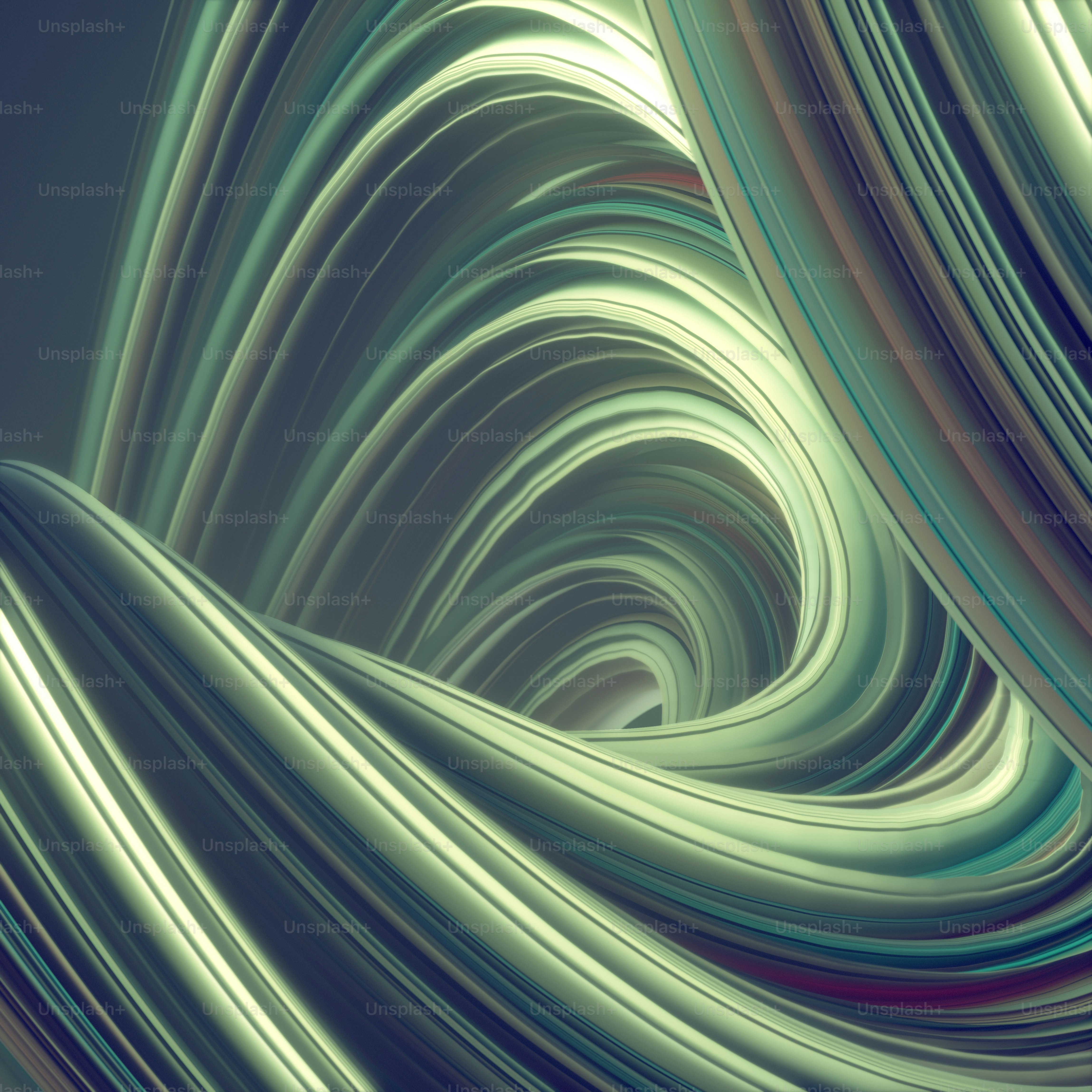 Green abstract twisted shape. Computer generated geometric illustration ...