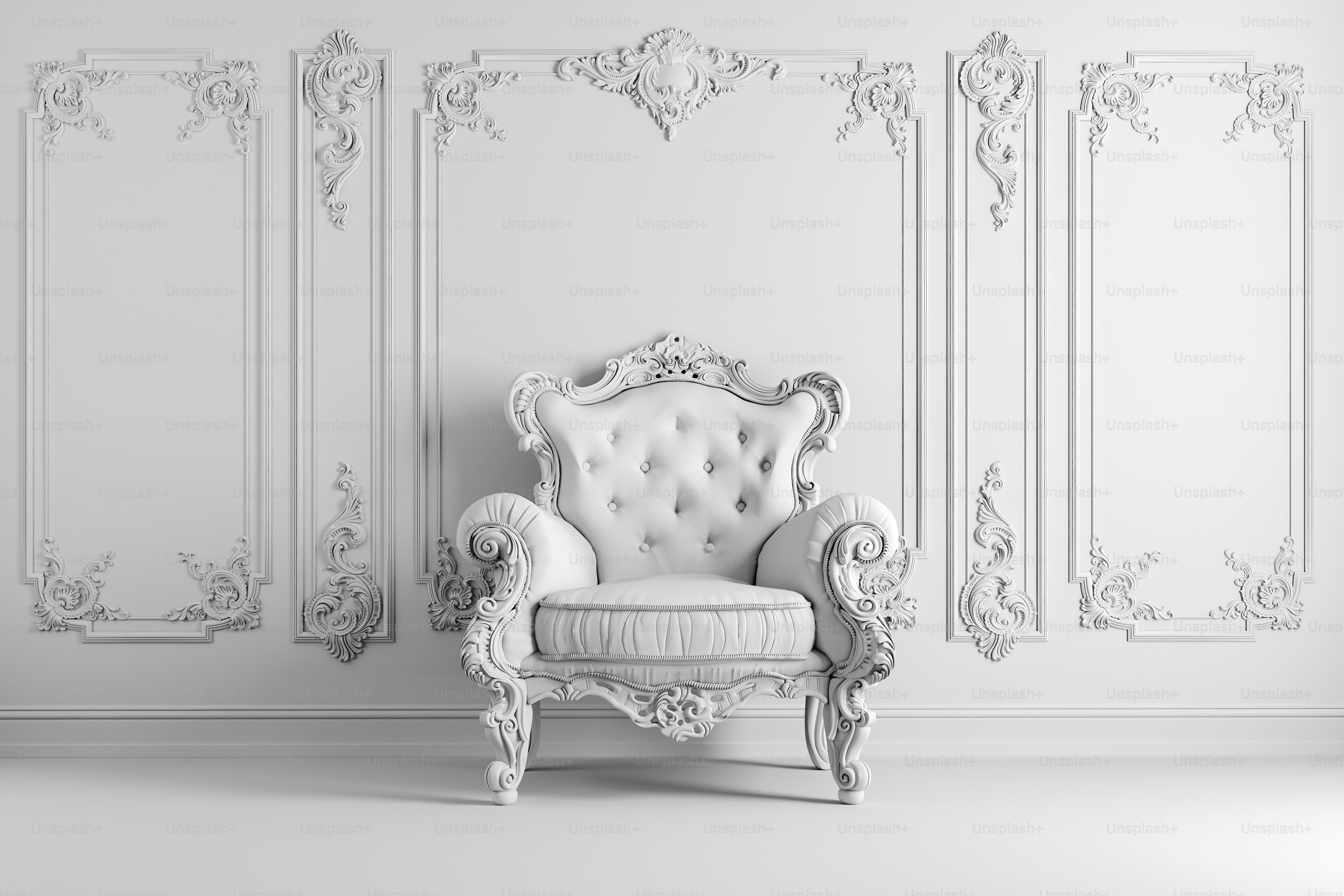 Render interior del sillón vintage 3D